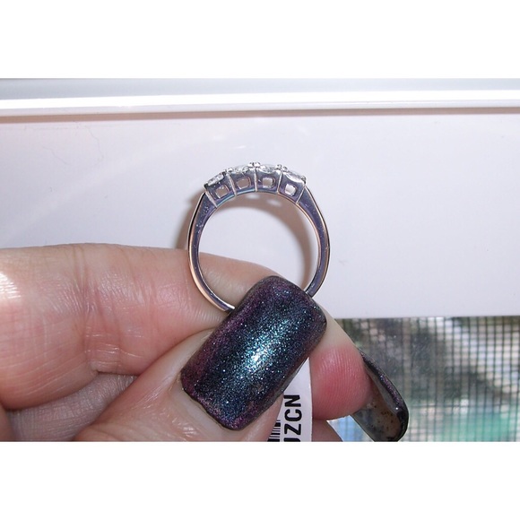 STAINLESS STEEL 4 Stone Cubic Zirconia Band Ring - Picture 7 of 12